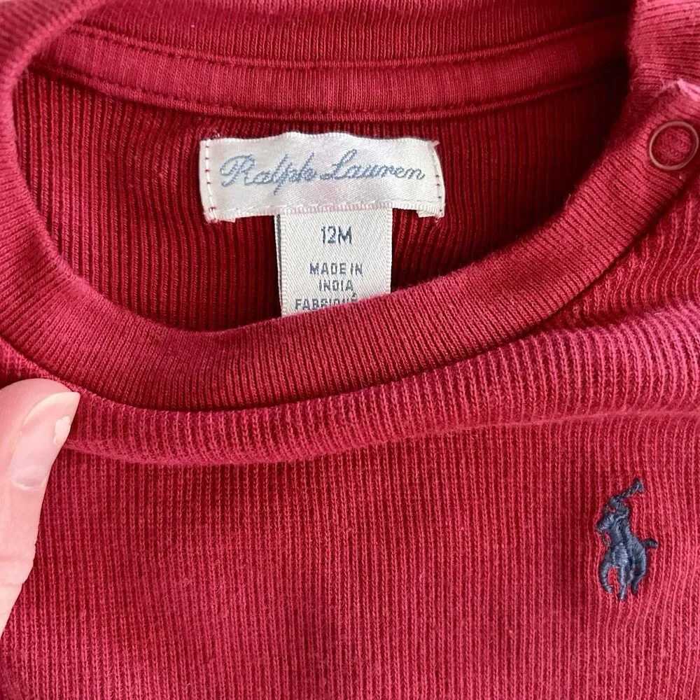 Baby Boy 12M Ralph Lauren Polo + Flannel Shirts Bundle Lot 4pc Fall Winter